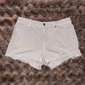 Aerie Gray Jean Shorts High-Waisted Frayed Hem